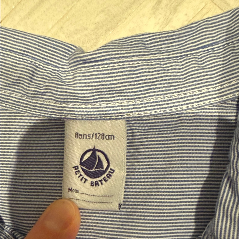 Petit Bateau Boys Light Blue Long-Sleeve Button Shirt, size 8 - Picture 3 of 7